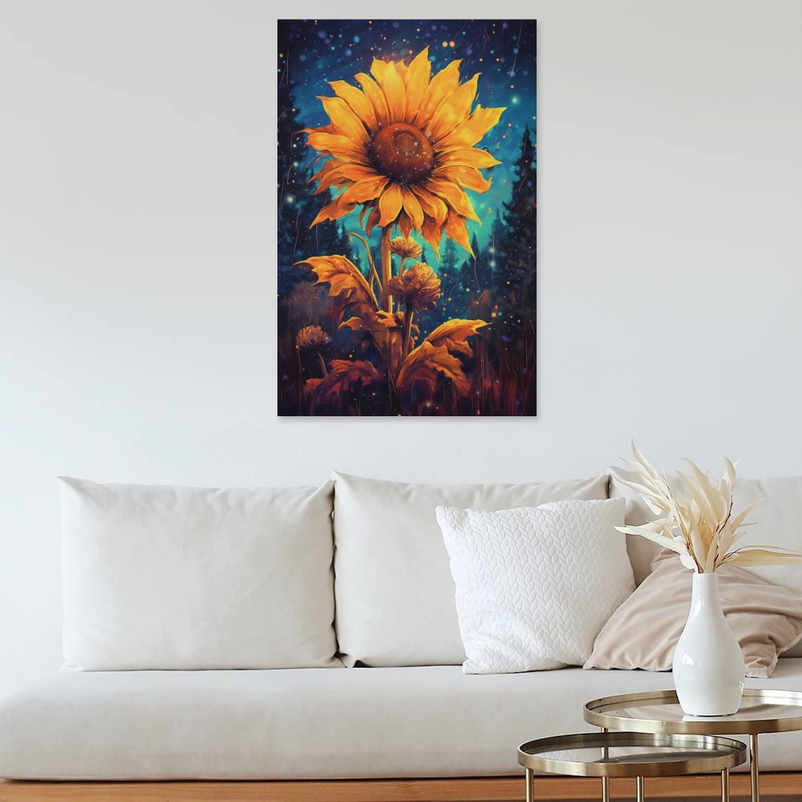 絵画 インテリア　絵　 額付 (白) 油絵　F4-110212　風景（ひまわり） 絵画 インテリア 絵 額付 (白) 油絵 F4-110212 風景（ひまわり